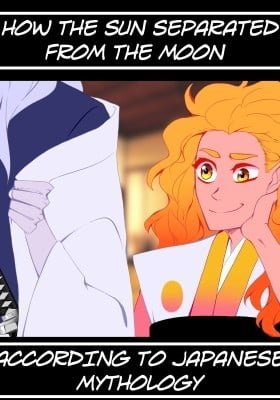 How the Sun Separated from the Moon According to Japanese Mythology (Colored)